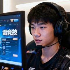 资深电竞玩家陈晓宇的头像，一位20岁出头的年轻人，戴着耳机坐在电脑前，屏幕上是雷竞技的赛事页面